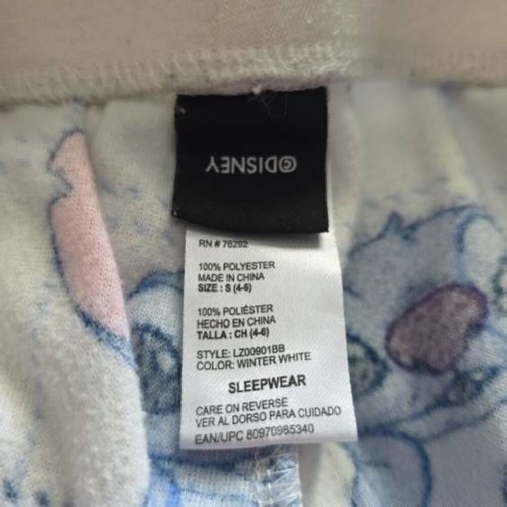 Disney Women's Size Small White Blue Stitch Soft Pajama Pants - Picture 2 of 6